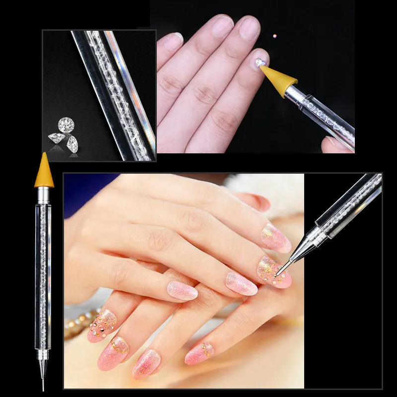 Двухсторонний воск для ногтей Cyrstal pick er Dotting Pen акриловая ручка Gem pick Up аппликатор инструмент JS11