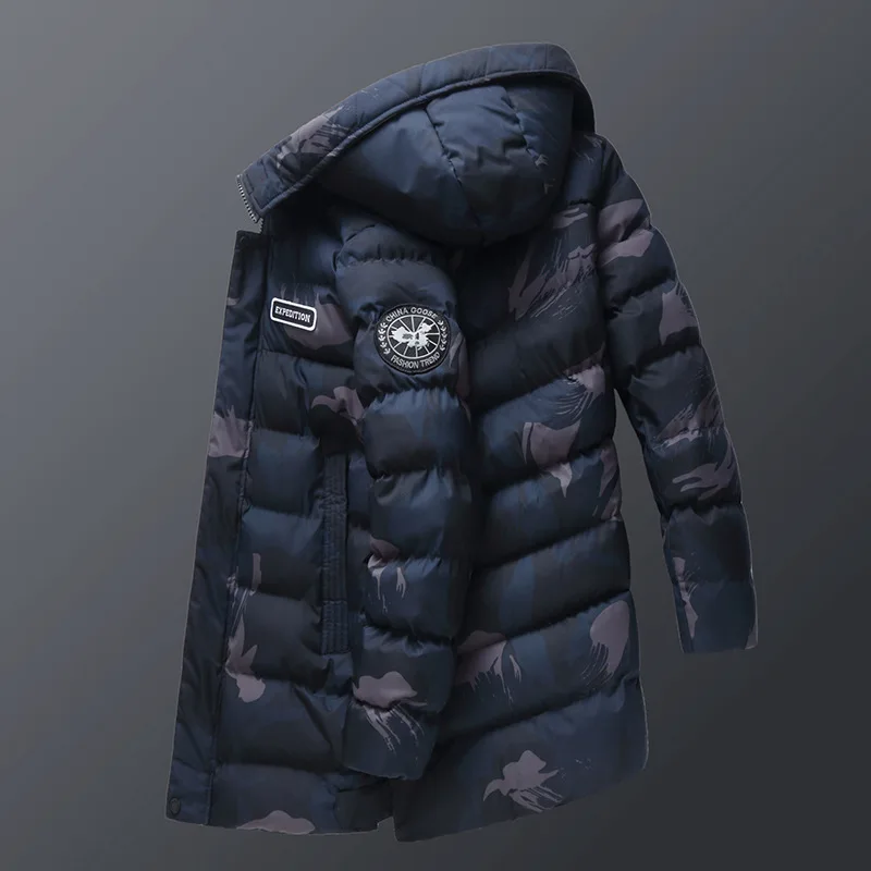 

Plus Fat plus Size Camouflage Cotton-padded Jacket Men Medium Length Money Leisure Cotton-padded Jacket Keep Warm Coat Loose