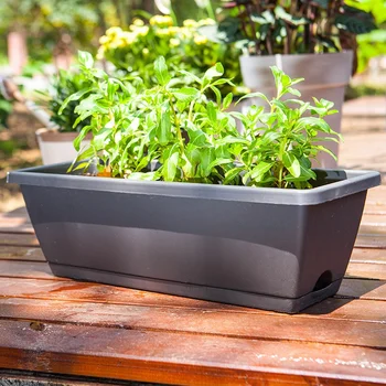

2 Packs Self Watering Planters Rectangular Plant Pot, Modern Decorative Flower Pot/Window Box for All House Plants