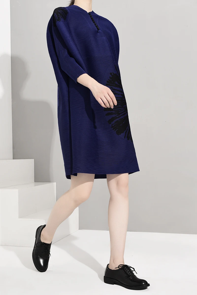 LANMREM Новая модная женская рубашка с длинными рукавами женские толстовки Vestido с принтом однобортный пуловер свободное платье YE76305
