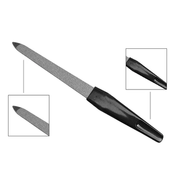 

2 Pcs/Lot Black Handle Metal Double Sided Nail Files Strong Edge Manicure Grooming Beauty Pedicure Tool Foot Care Tools