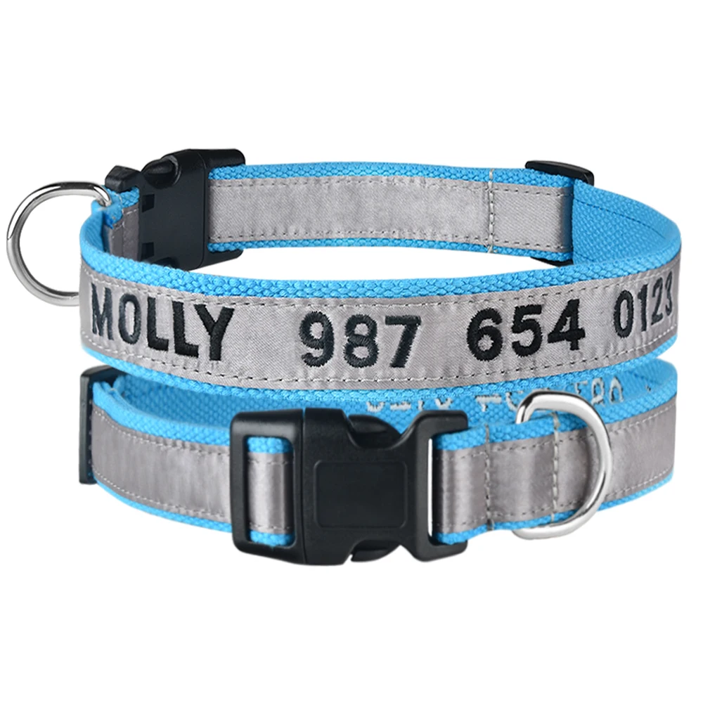 dog chain collar Embroidered Customized Pet Collar Nylon Dog Collar Personalized Puppy ID Name Collar for Small Medium Large Dogs Adjustable designer dog collars