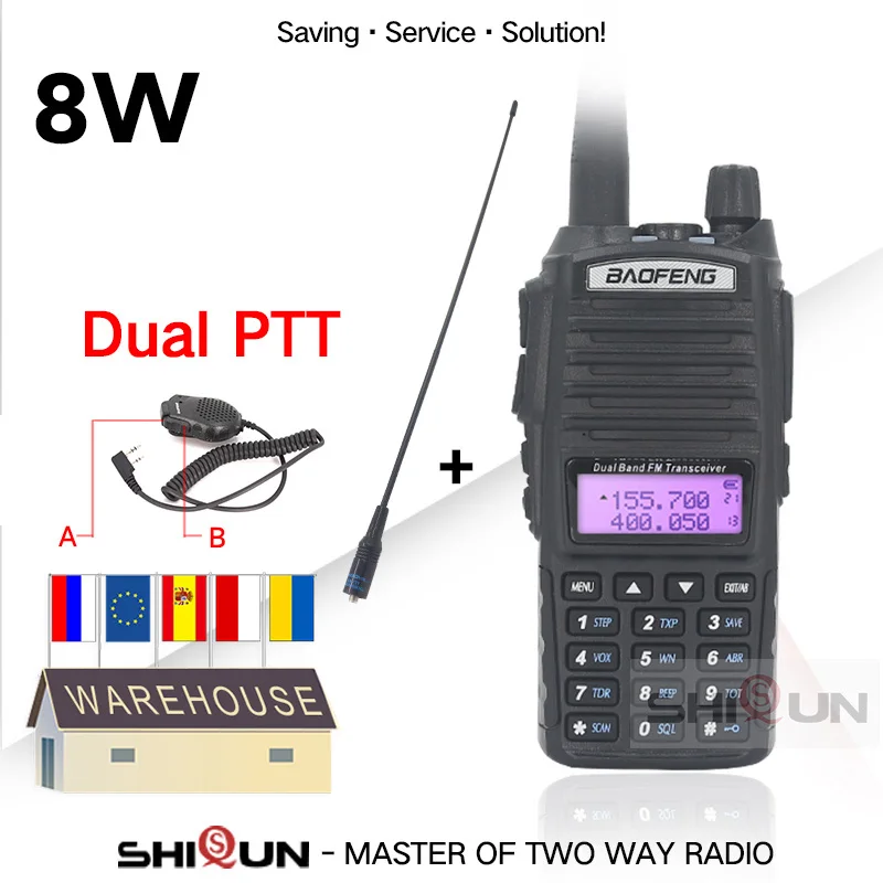 Baofeng-walkie-talkie UV-82, 8W, 10KM, alta/media/baja, modos de triple potencia, PTT Dual, portátil, vhf/uhf, Radios de dos vías, 8W, Ham, UV82, UV 82, 2020