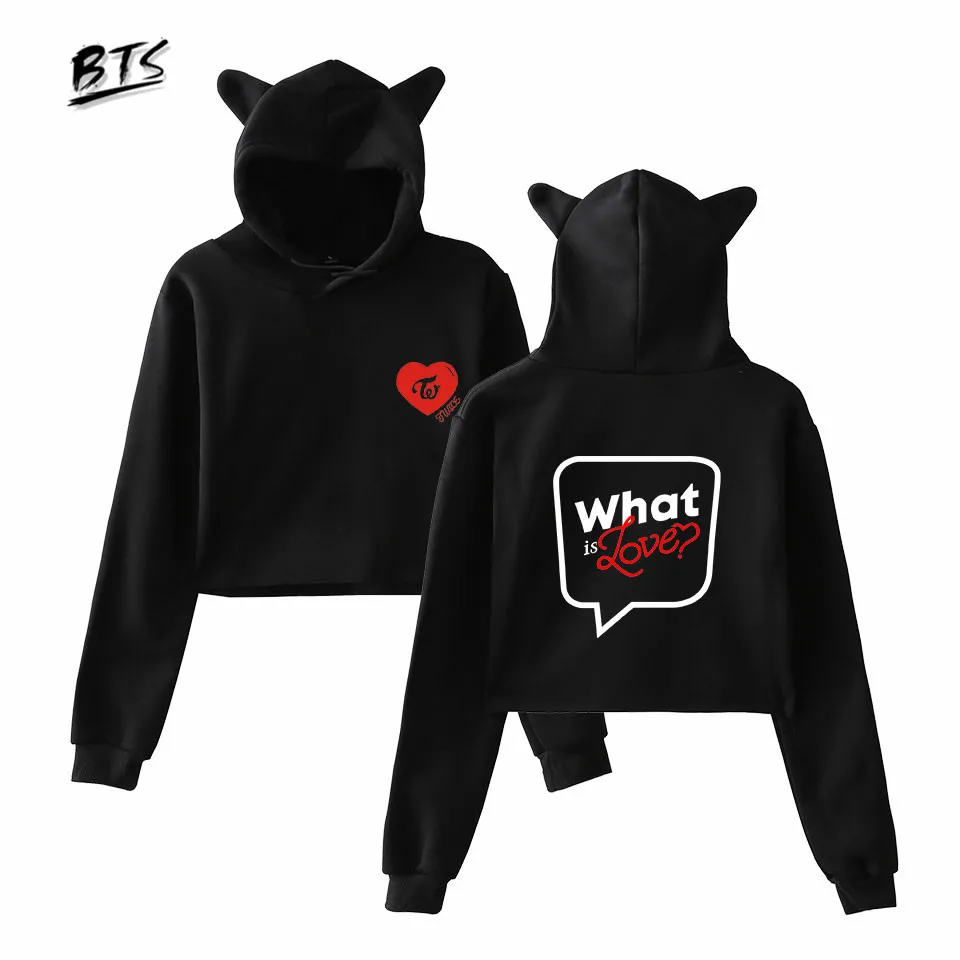 Новые корейские модные Kpop альбом What Is Love в стиле хип-хоп короткий кошачий Топ