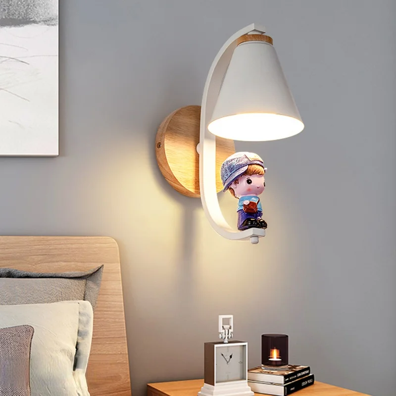 Children Wall Lamp Cute Cartoon Bedroom Bedside E27 Nordic Childrens Room Decoration Light Fixtures Indoor Lighting