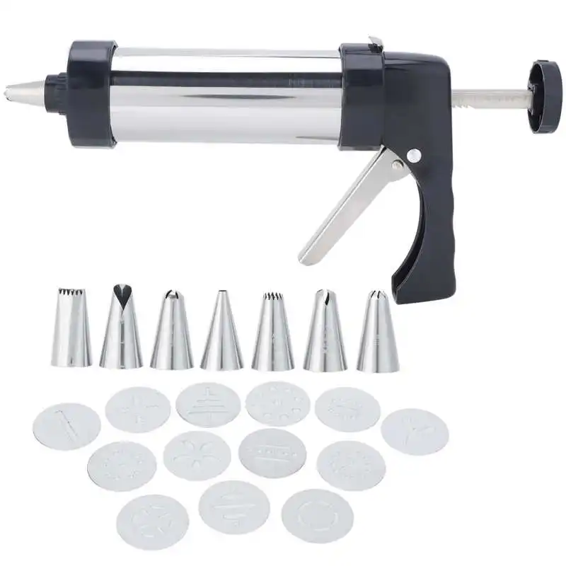 Kitchen Supplies Biscuits Maker Cookies Press Stainless Steel Cake Pastry Decorating Nozzle Set DIY Baking Tools Bakeware |