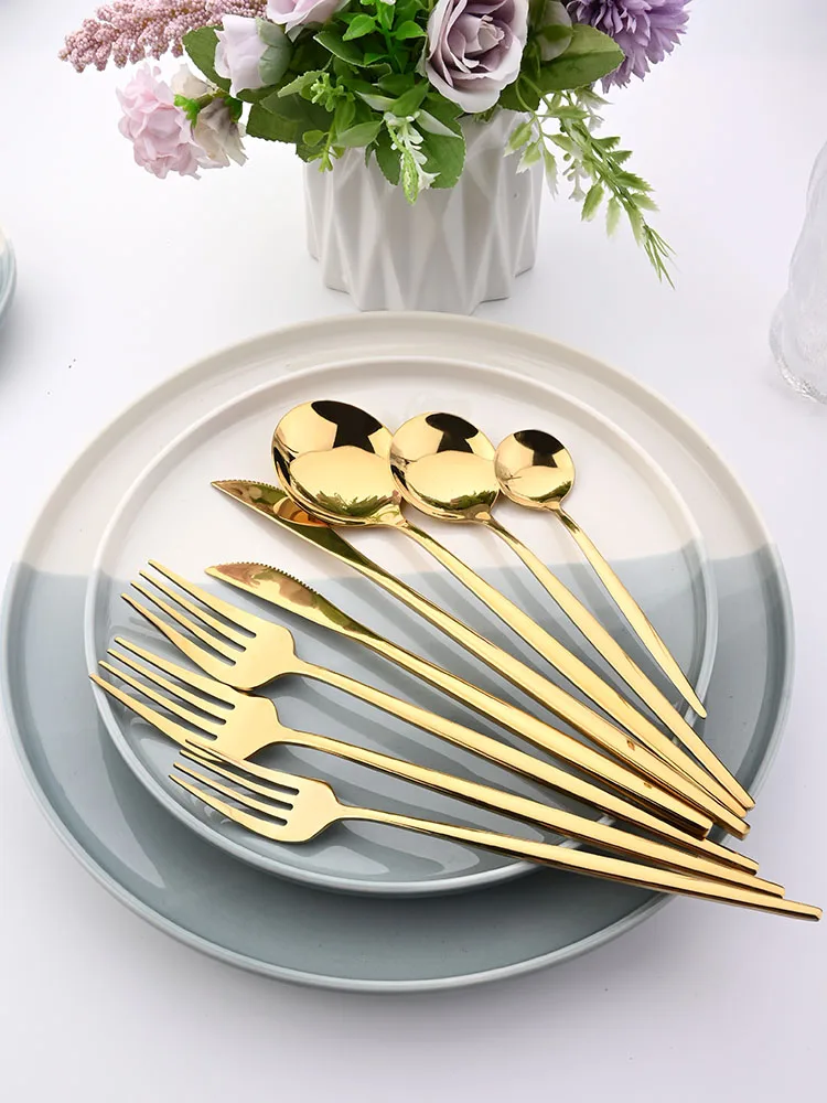 Description Picture 2 of item6Pcs Knive For Dinner Dessert Steak Black Gold Knife 22CM 20CM Stainless Steel Dinneware Wedding Restaurant Supplies Flatware