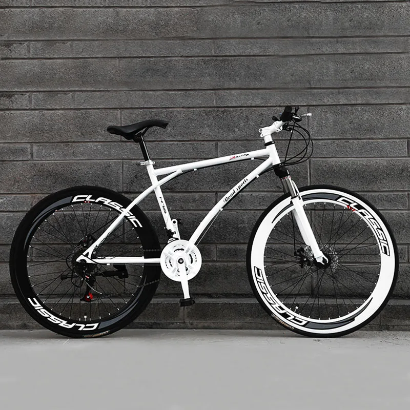26-Inch 21-Speed Road Bicycle 60-Blade Rim Double Disc Brake Solid Tire Shock Absorption Bike Adult Students