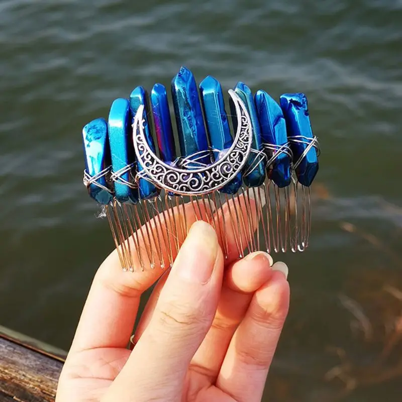 Pente de cabelo de cristal falso, pente