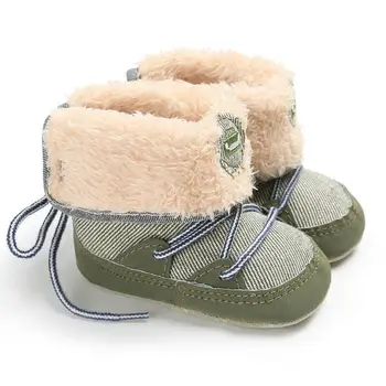 

Autumn Winter Baby Boots Toddler Snow Boots Kids Shoes Boys Girls Soft Boots Warm Lining Inner Plush Fashion Crib Shoes Khaki