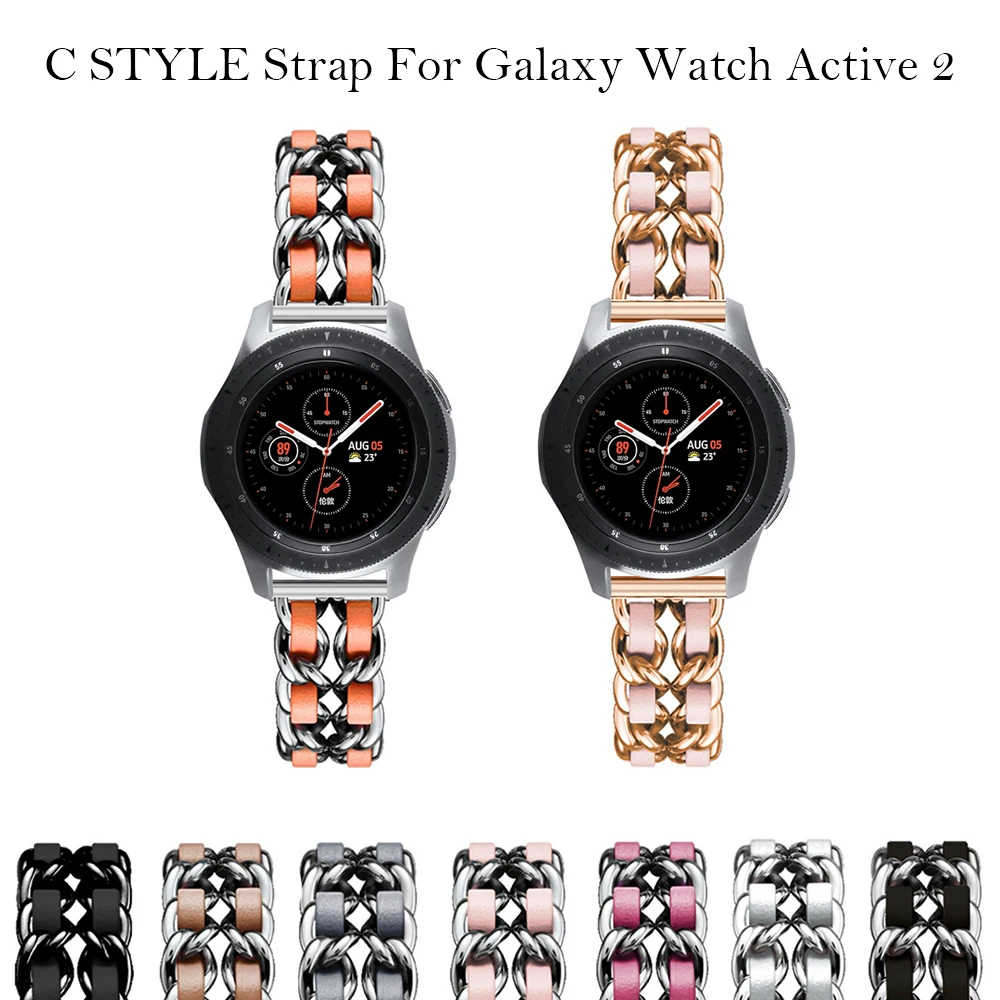 Ремешок из джинсовой кожи для Samsung Galaxy Watch Active браслет нержавеющей стали watch Actvie 2 22