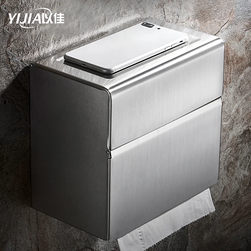 

Toilet Paper Holder Stainless Steel Bathroom Roll Paper Wall Mount Mobile Phone Rack Paper Towel Holder Toilet Tissue Box