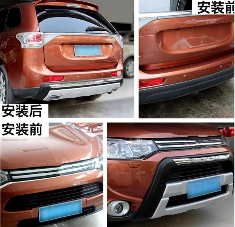 Car Bumper Accessories Car styling Plastic Front+Rear Bumper Guard Protector For Mitsubishi Outlander 2013 2014 2015