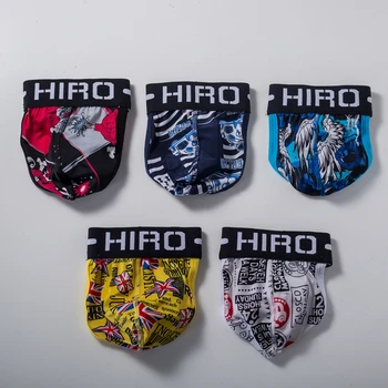 

4ps HIRO Striped Gay men Underwear jockstrap briefs Low Waist Hip cotton U pouch Hot Sale Cueca Gay Men underpants Cuecas Pouch