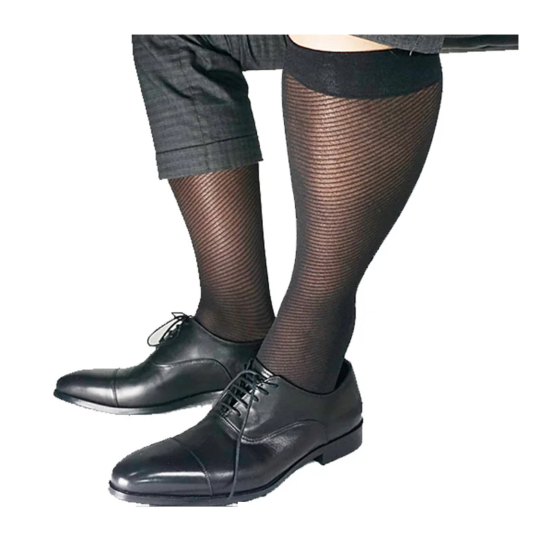 

Business Formal Brand Mens Socks Nylon Silk Black Sexy Dress Suits For Leather Shoes Male Fetish Sheer Thin Hose Navy