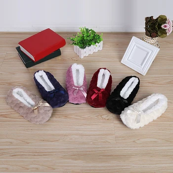 

Women Soft Plush Slipper For Winter Winter Cute Shoes Women Butterfly-Knot Indoor Floor Shoes Women Slipper Shoes