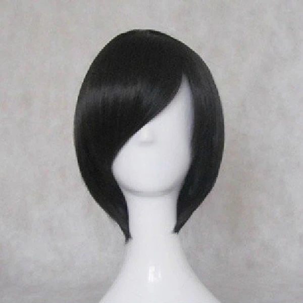 black HAIRJOY синтетические волосы косплей парики красный розовый синий коричневый черный серый костюм парик 6 цветов - Цвет: black
