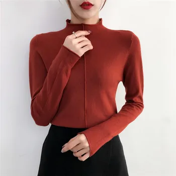 

Korean Style Soft Skinny WinterTurtleneck Sweater For Women Basic Pullovers Long Sleeve Pull Femme Coat Female Top