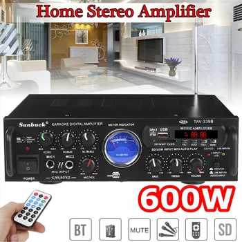 

110V 600W bluetooth Power Stereo Amplifier VU Meter FM 2CH USB SD Karaoke Home Amplifiers Theater bluetooth Amplifier