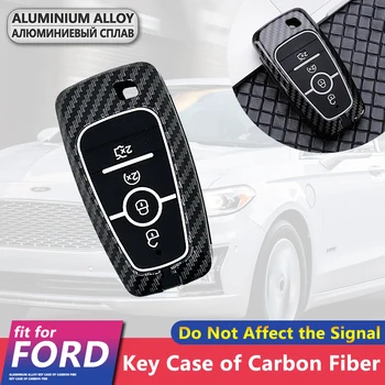 

Metal Carbon Fiber Car Key Cover Case Shell 4 Buttons for Ford Fusion Mondeo Explorer Mustang F-150 F150 2018 2019 Accessories