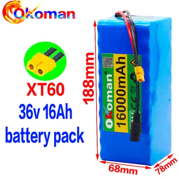 

36V 10S4P 16Ah 500W high capacity 42V 18650 lithium battery pack 16000mAh electric bicycle scooter with BMS XT60 Plug