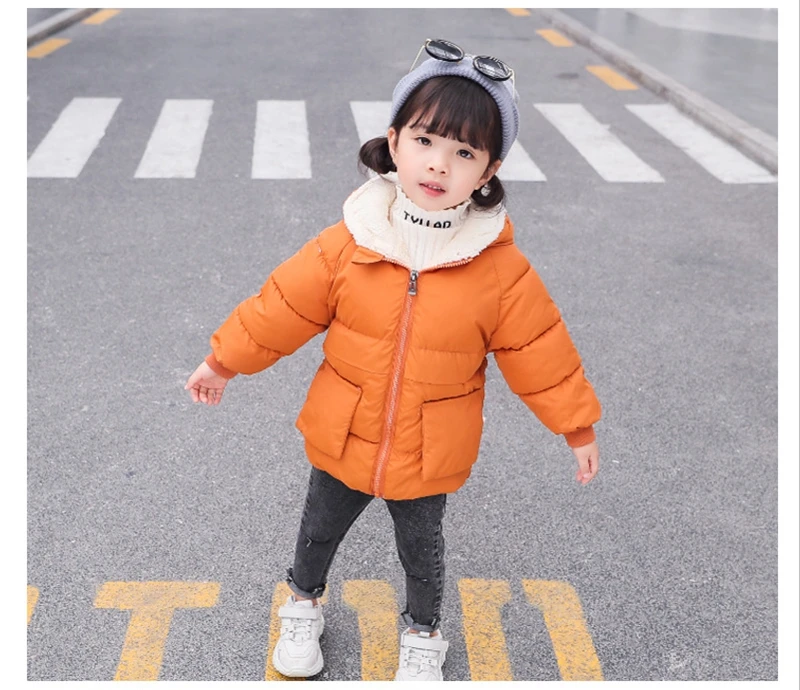 COOTELILI Fleece Winter Parkas Kids Jackets For Girls Boys Thick Velvet Pocket Children