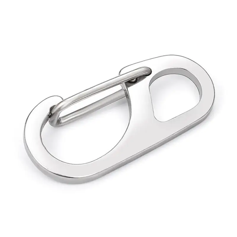 silver 5PCS Spring Buckle Snap Stainless Steel Plating Mini Key Ring Carabiner Hook Camping Accessories Mini keychain - Color: silver