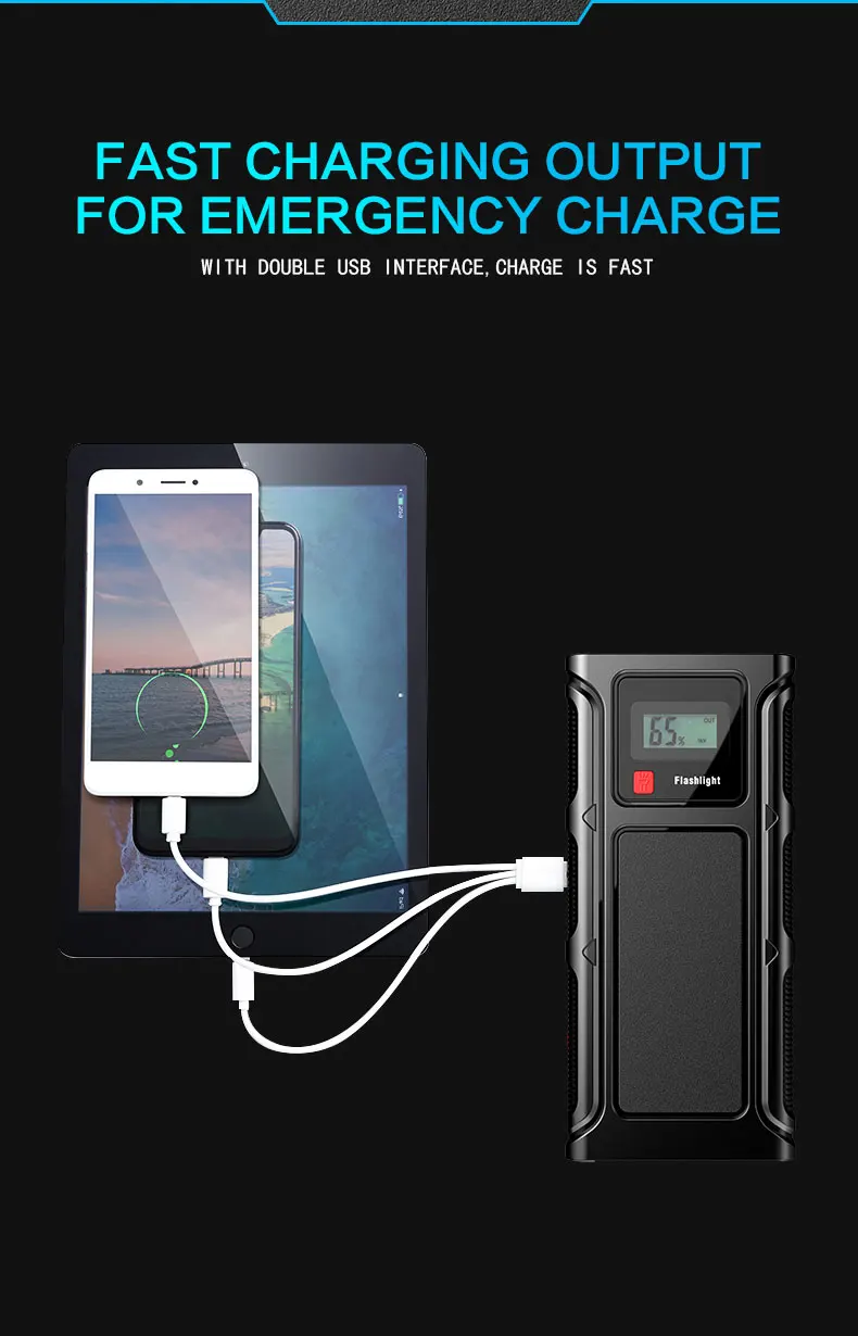 GKFLY 1000A Car Jump Starter High Power Starting Device Power Bank Car Battery Booster Buster For 6.0L Diesel Petrol Car