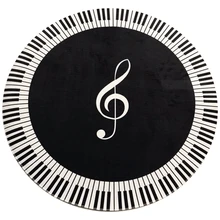 New-New Carpet Music Symbol Piano Key Black White Round Carpet Non-Slip Carpet Home Bedroom Mat Floor Decoration