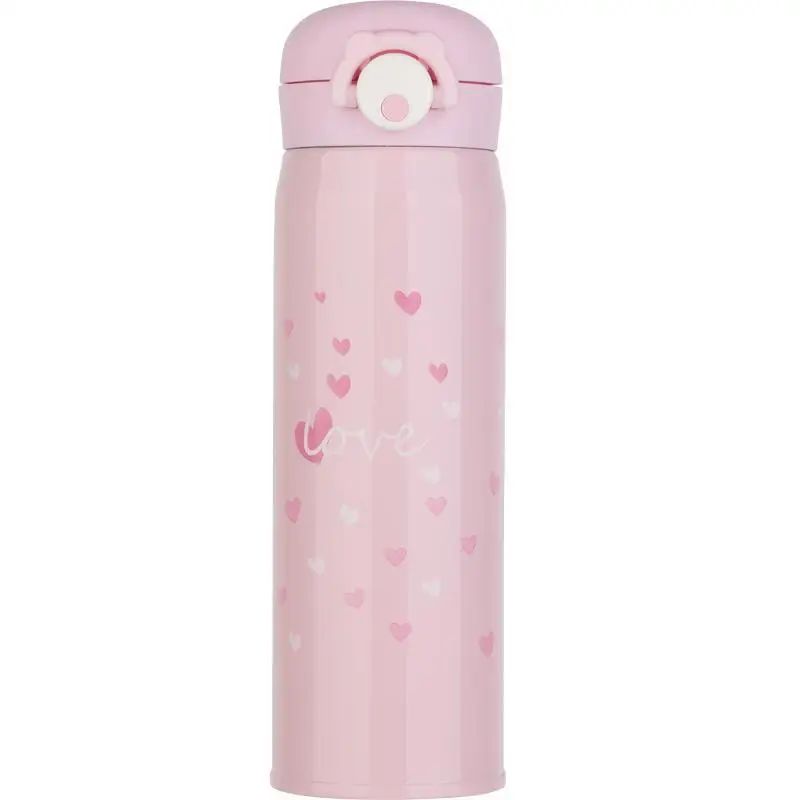 Insulated Cup Girl Student Korean Cute Portable Compact Heart Large Capacity Stainless Steel Insulation | Дом и сад