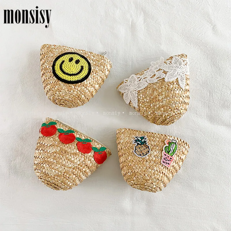 

Monsisy New Beach Bag For Girl Straw Rattan Handbag Kid Coin Purse Children Wallet Baby Small Change Purse Toddler Crossbody Bag