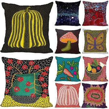 

Japanese Style Yayoi Kusama Pillowcase Bedroom Home Decorative Gift Pillow Cover Square Zipper Pillow Cases Satin Soft