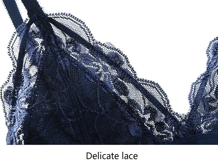 sexy Small sling lace triangle cup soft cup without steel ring underwear pure cotton no sponge bra lingerie bralette black