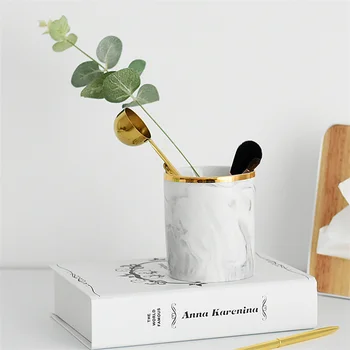 

Nordic Marble Pen Case Ceramic Makeup Brush Storage Tube Household Storage Box Brush Storage Home Organizer