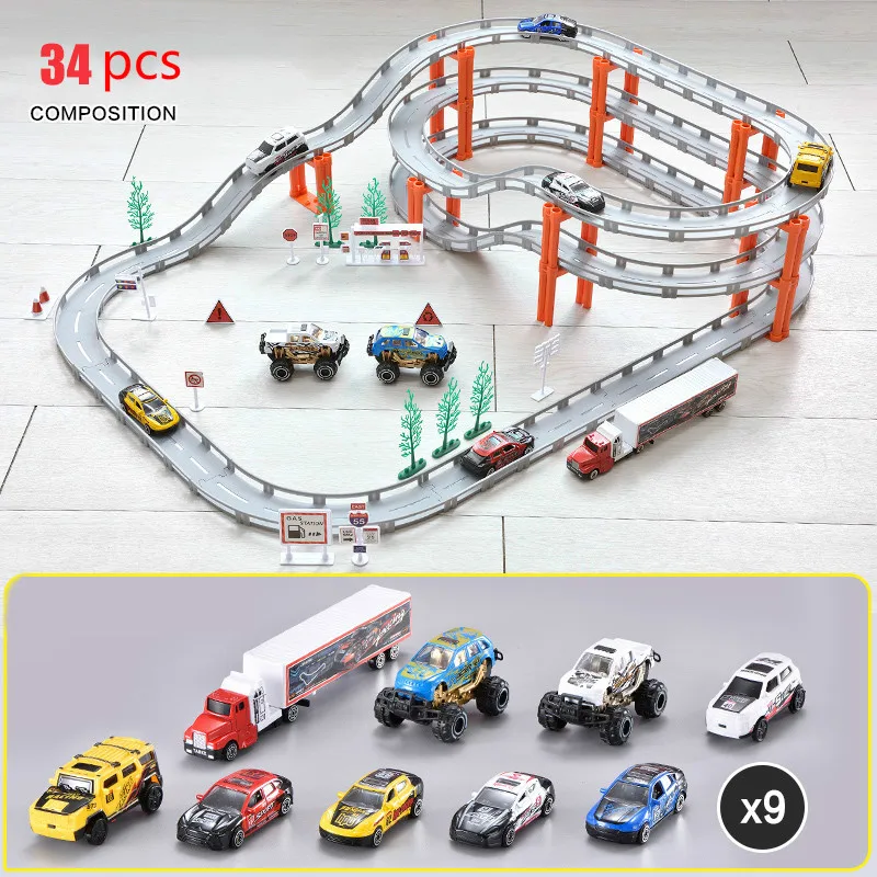 Многорельсовый автомобиль электронный гоночный автомобиль трек детская игрушка детская игра Мальчики Рождественский подарок Железнодорожный строительный блок развивающие игрушки - Цвет: 6