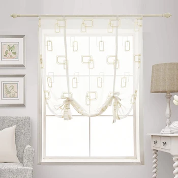 

Sheer Roman Curtains Short Style Kitchen Curtains Roman Blind Top Grade Tulle Fabric Window Treatment Voile Valance Curtains