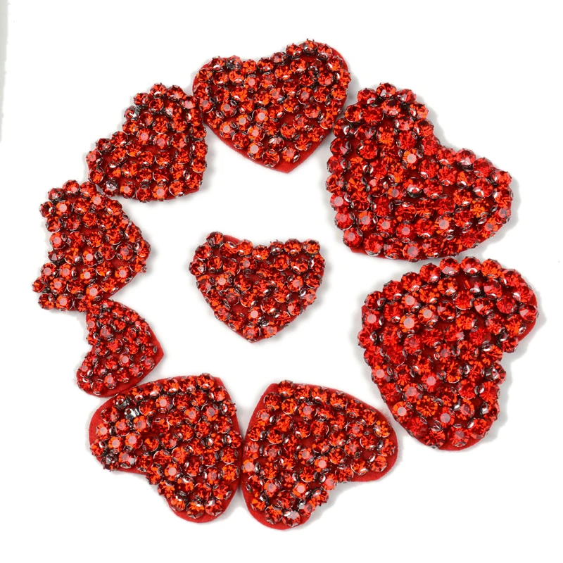 

3D Handmade Rhinestone Beaded Patches Heart Sew on Sequin Crystal Patch for Clothing Sticker Beading Applique Cute Patch 4pcs