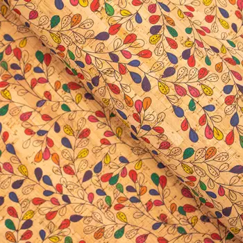 

Cork fabric Vine flower Leaves pattern COF-285