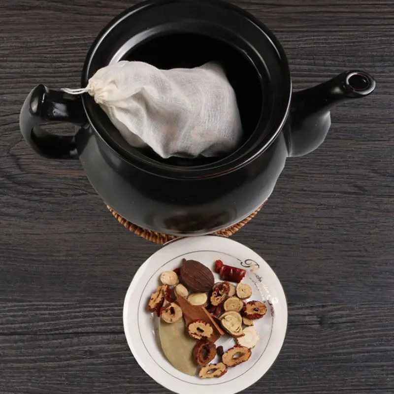 Дом прочный хлопок Drawstring многоразовый травяной чай кофе суп сок мешковины мешок для пищевых фильтров винный погреб фильтр для супа марлевые мешочки
