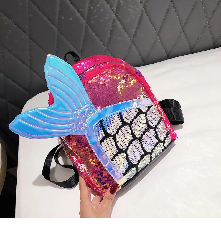 Мультяшный 3D рюкзак с хвостом русалки для девочек, детская сумка с блестками, рюкзак с блестками, школьная сумка, милый подростковый Мини-клатч Mochila