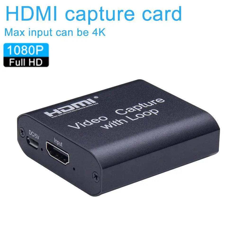 

4K Video Capture Cards with Loop, Live Streaming Game Grabber Recording Device HDMI HD 1080P 30FPS Acquisition Live Broadcasting