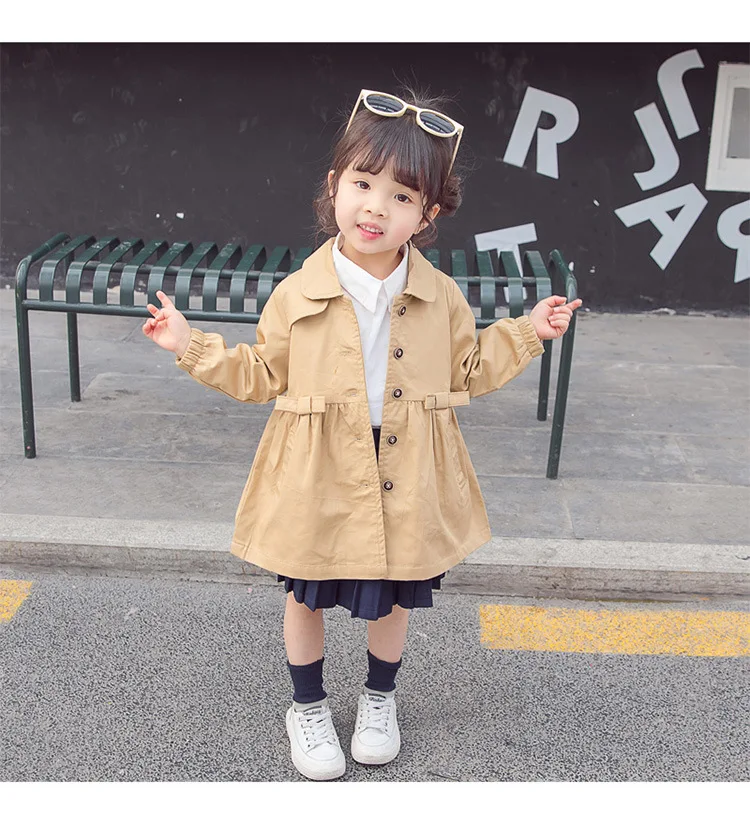Special New Autumn Bow Jacket Korean Version Baby Girl Windbreaker Fashion Single Breasted Children Clothing Trench Coat