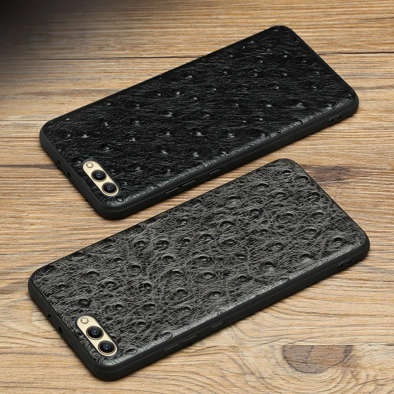 

Luxury Genuine Leather Phone case For HUAWEI Nova 2S 3 4 5 Ostrich texture Soft shell Case For Mate 9 10 Pro P10 Plus P20 p30