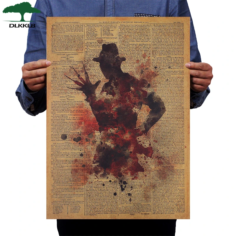 DLKKLB Joker Girl DC Marvel Movie Deadpool Freddy Poster Vintage Kraft Paper Newspaper Wall StickerHome Decorative Painting