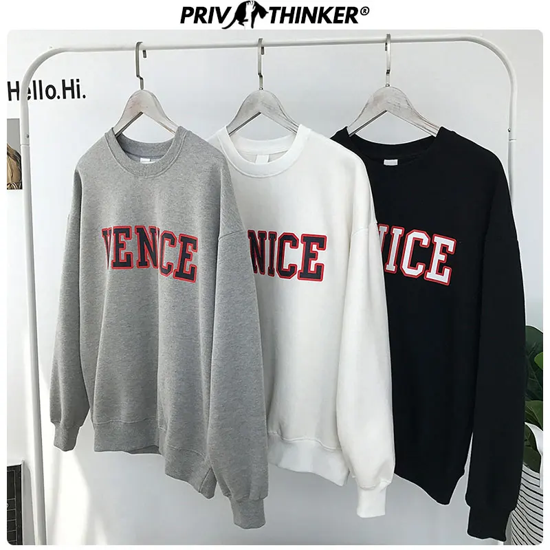 Privathinker, женская мода, корейский стиль, утолщенные теплые толстовки, женские пуловеры, 5XL, с принтом, худи, пара, осень, зима, одежда