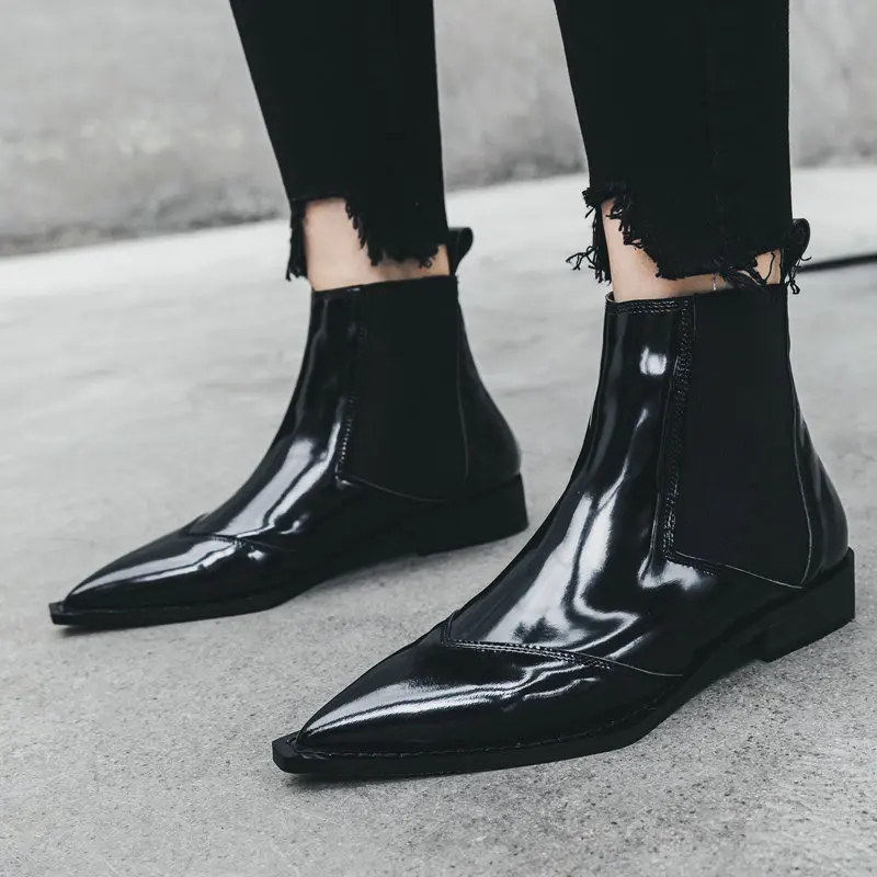 AIWEIYi/пикантные черные женские ботильоны Ботинки martin с острым носком модная обувь