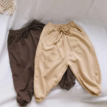 

2020 Spring Korean Children's Clothing New Boys and Girls Simple Casual Waist Strap All-match Sweater Sports Pants