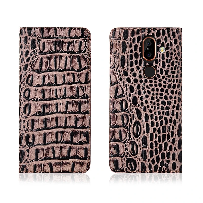 

Crocodile Back Pattern Genuine Real Leather Magnetic Flip Phone Bag For Nokia 7 Plus TA-1062/Nokia 7 Phone Case Leather Coque