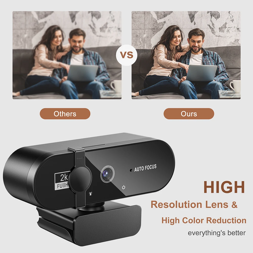 Câmera Web com Microfone e Foco Automático para pc Web Cam Usb Online Full hd 1080 p 2k 4k - Imagem 6