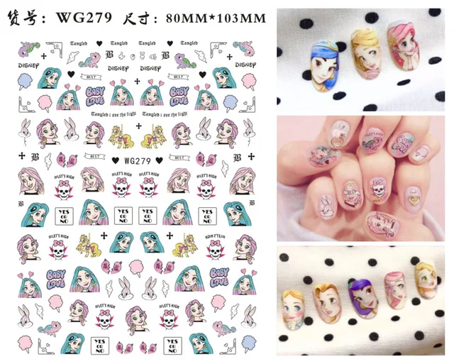 WG266-296 Summer Princess Ultra-thin Adhesive Nail Stickers Children's Girls Christmas Gifts 2021 New 3D Fashion Manicure Decals WG 279
